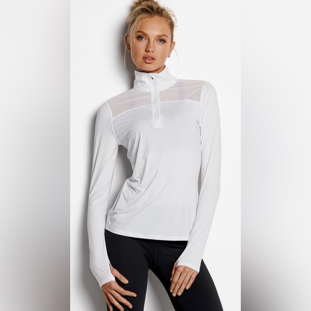 Victoria secret mesh sheer back quarter zip size l